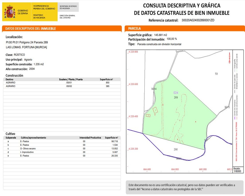 Suelo rústico en PT Los Periquitos, Fortuna (Murcia)