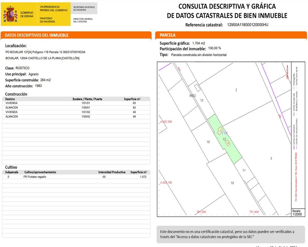 Vivienda sobre finca rústica en Partida Bovalar